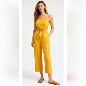 EVERLANE Square Neck 100% Linen Jumpsuit in Marigold! Size 2 Exellent